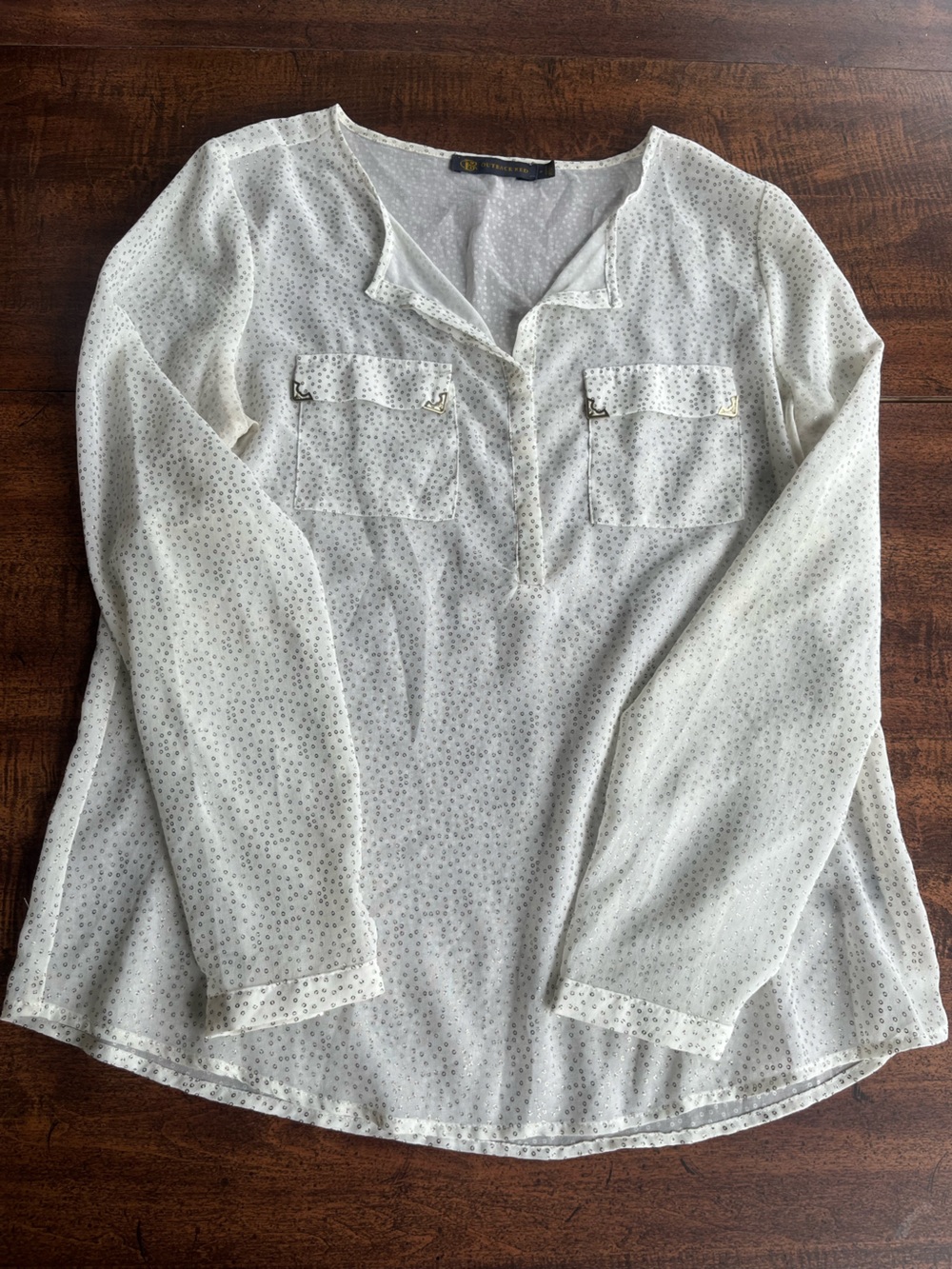 Vintage Outback Red Womens Sheer Blouse Women’s M Gold Circle Print Western Boho